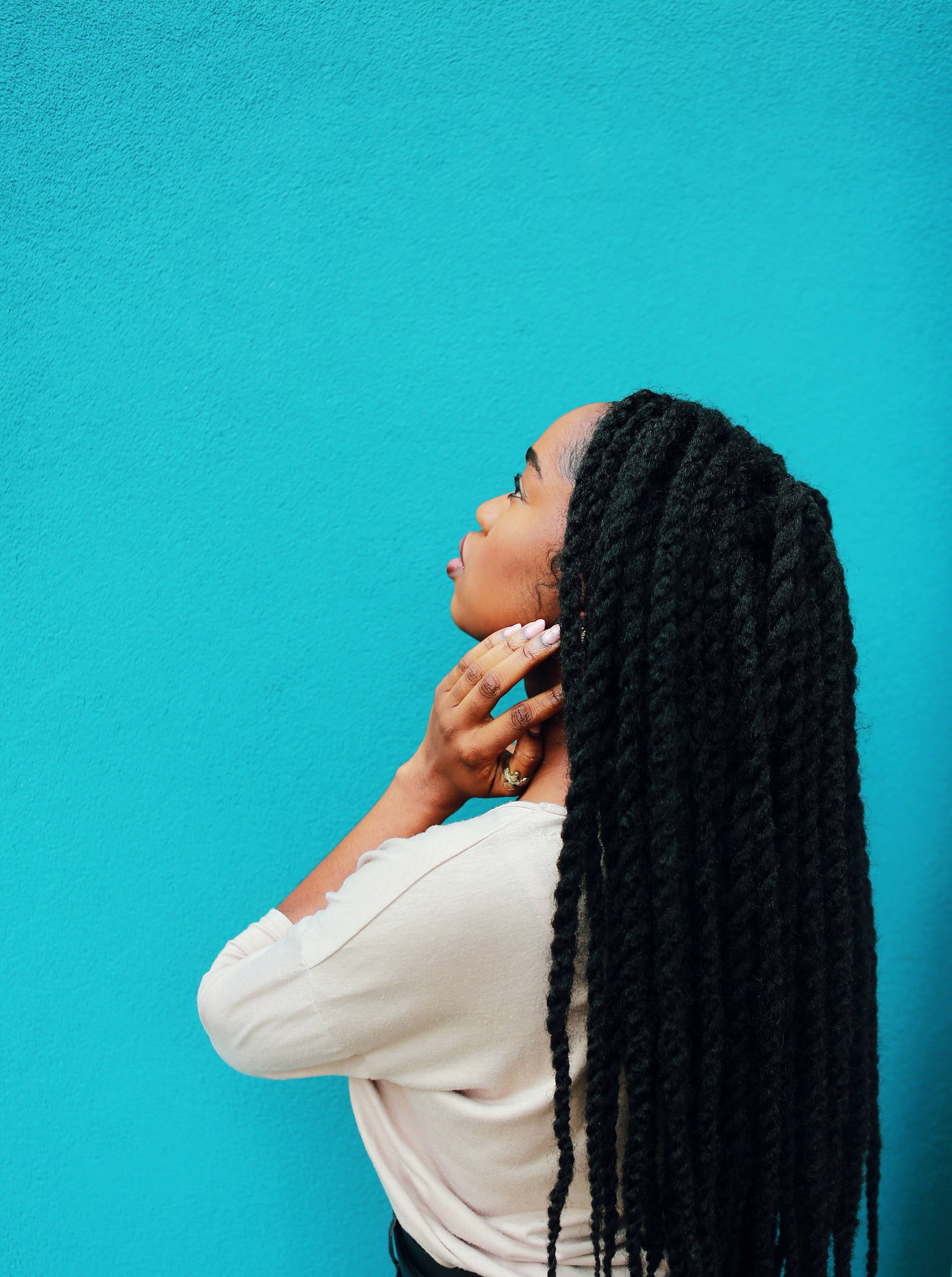 Black Woman Long Braided Hairstyle