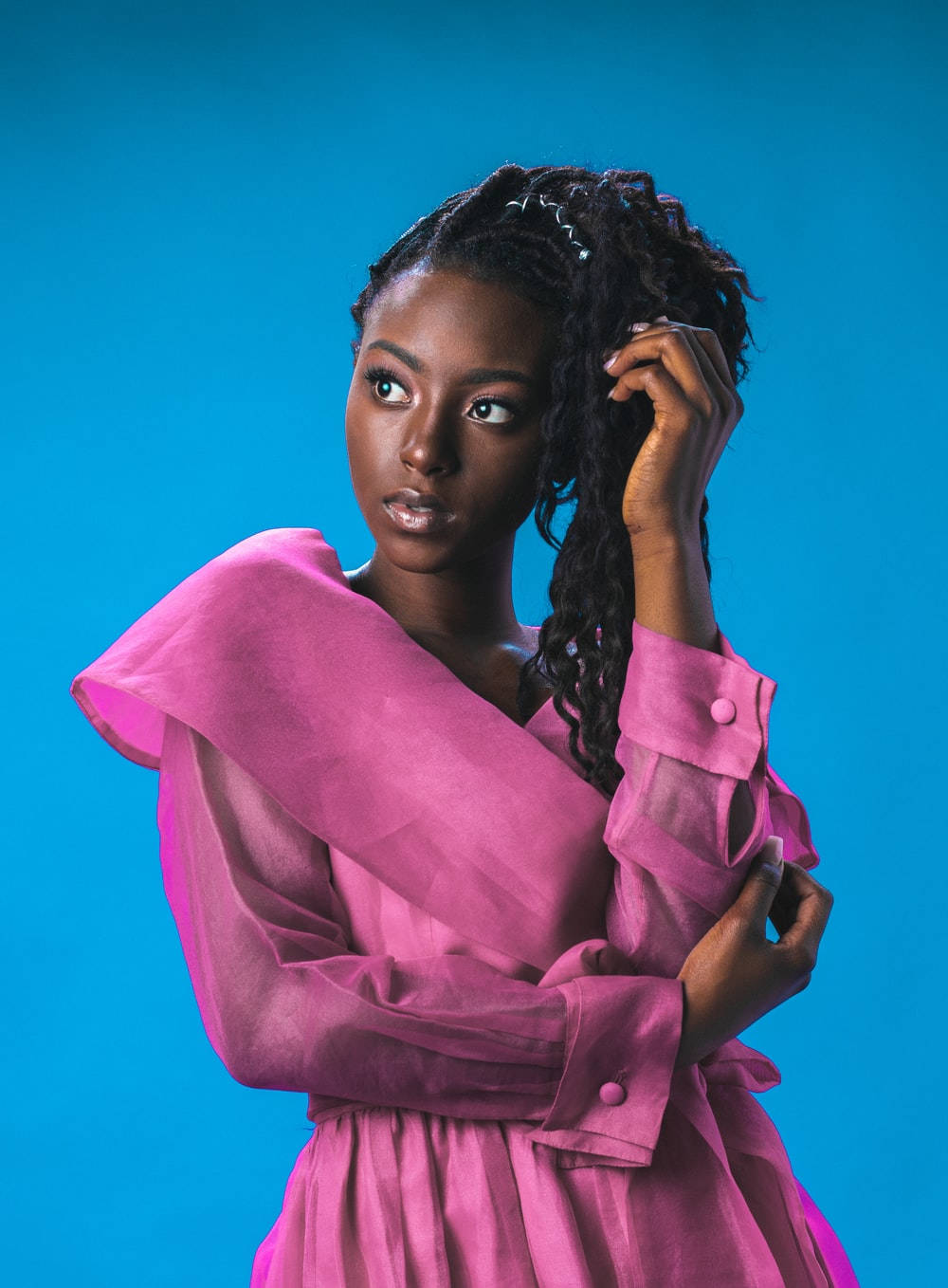 Black Woman Model Pink Dress