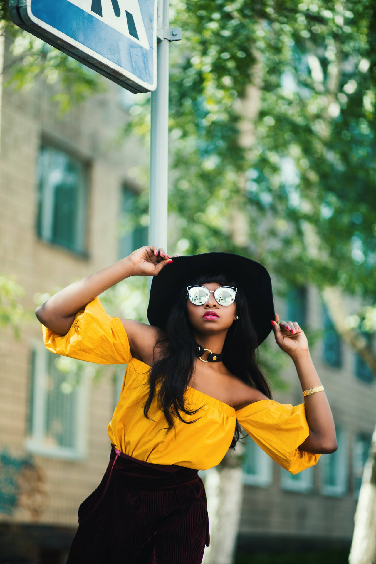 Black Woman Vibrant Summer Look Background