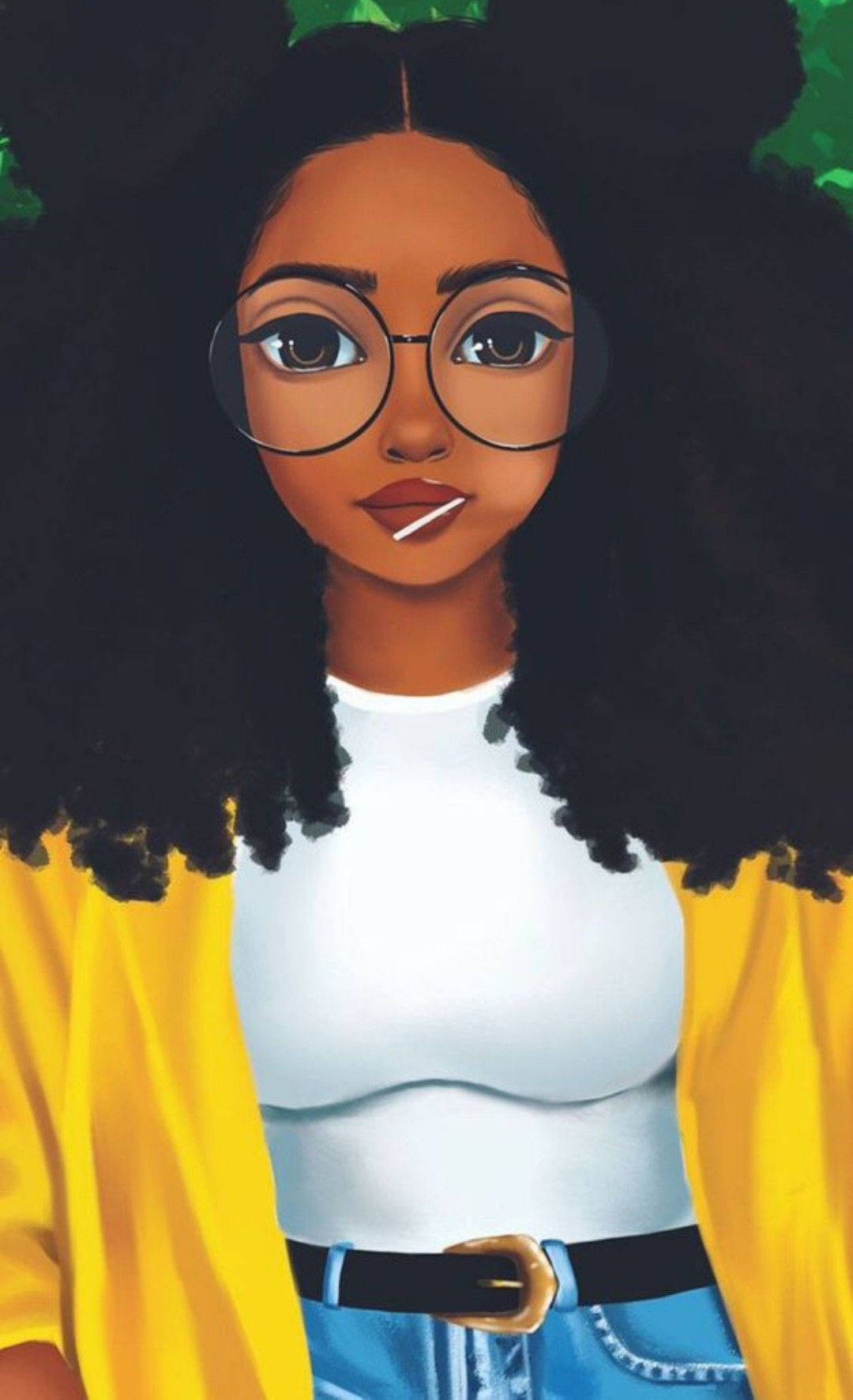 Black Woman With Big Glasses Cartoon