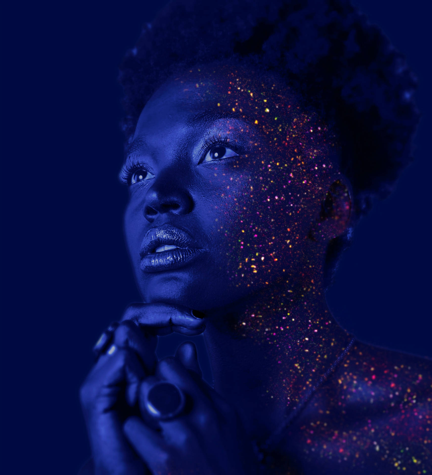 Black Woman With Glittery Makeup Background