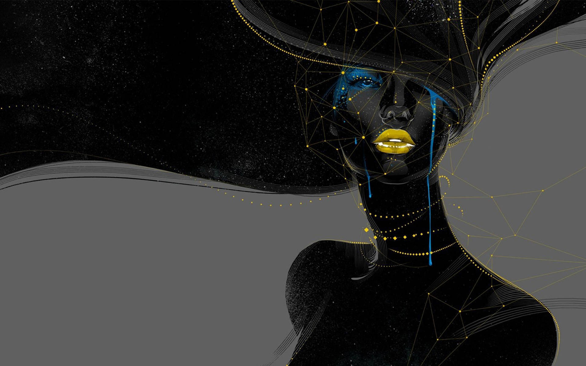 Black Woman With Gold Lips Digital Art Background