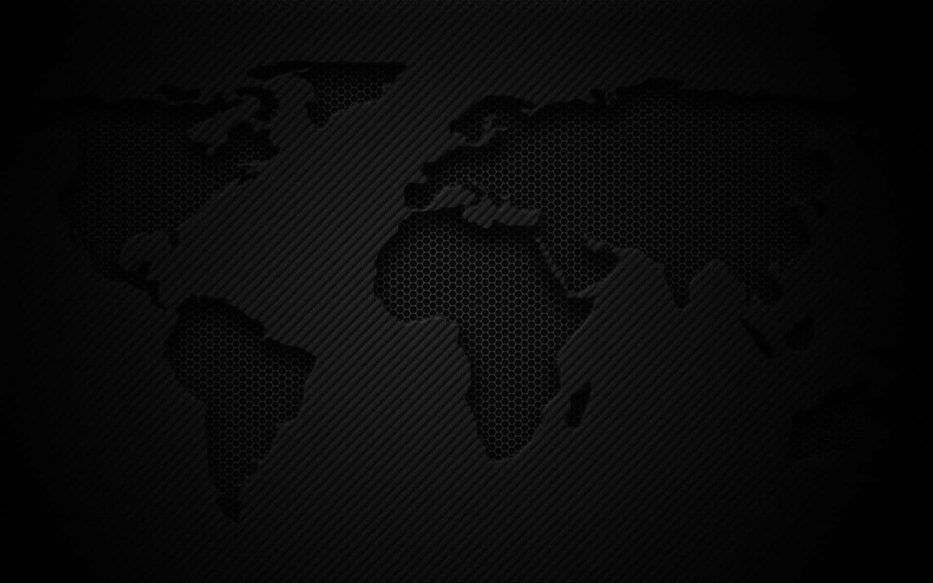 Black World Map On A Black Background Background