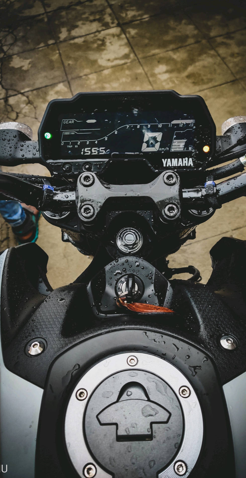 Black Yamaha Mt 15 Bike Details Background