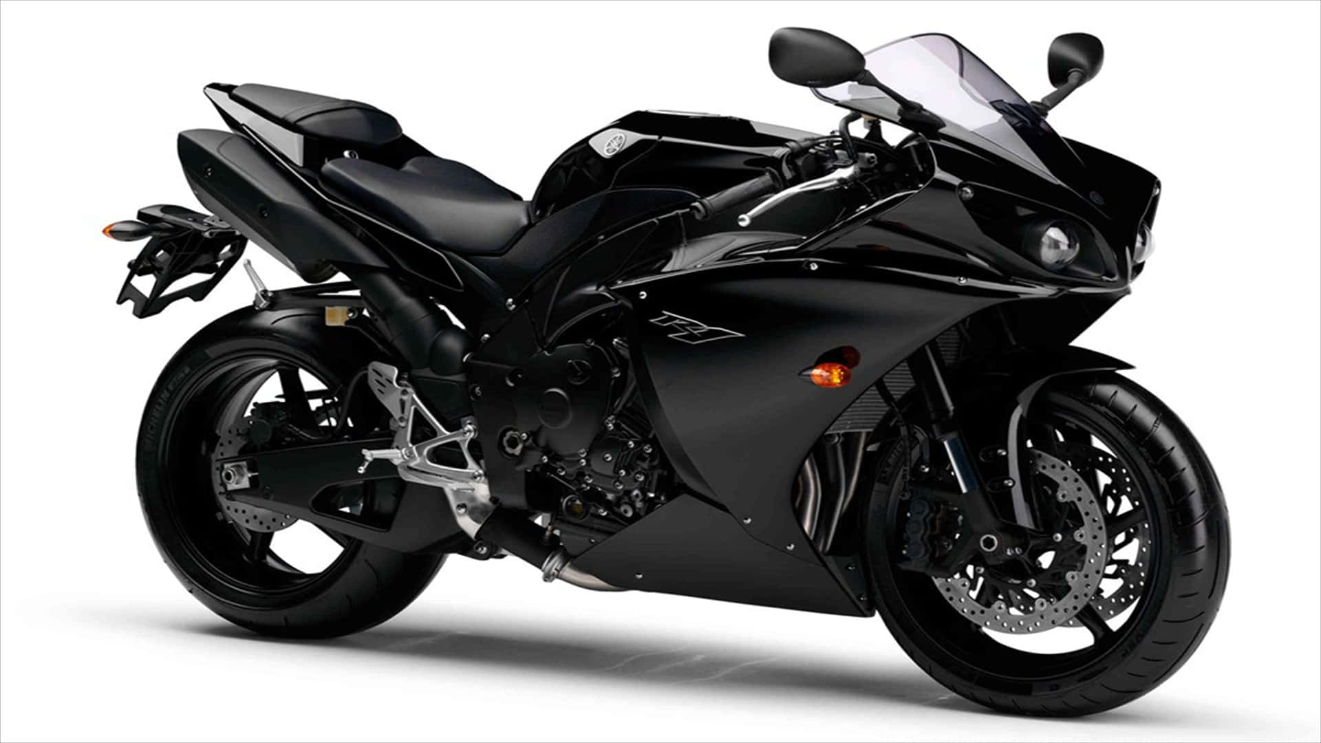 Black Yamaha Sportbike Profile View Background