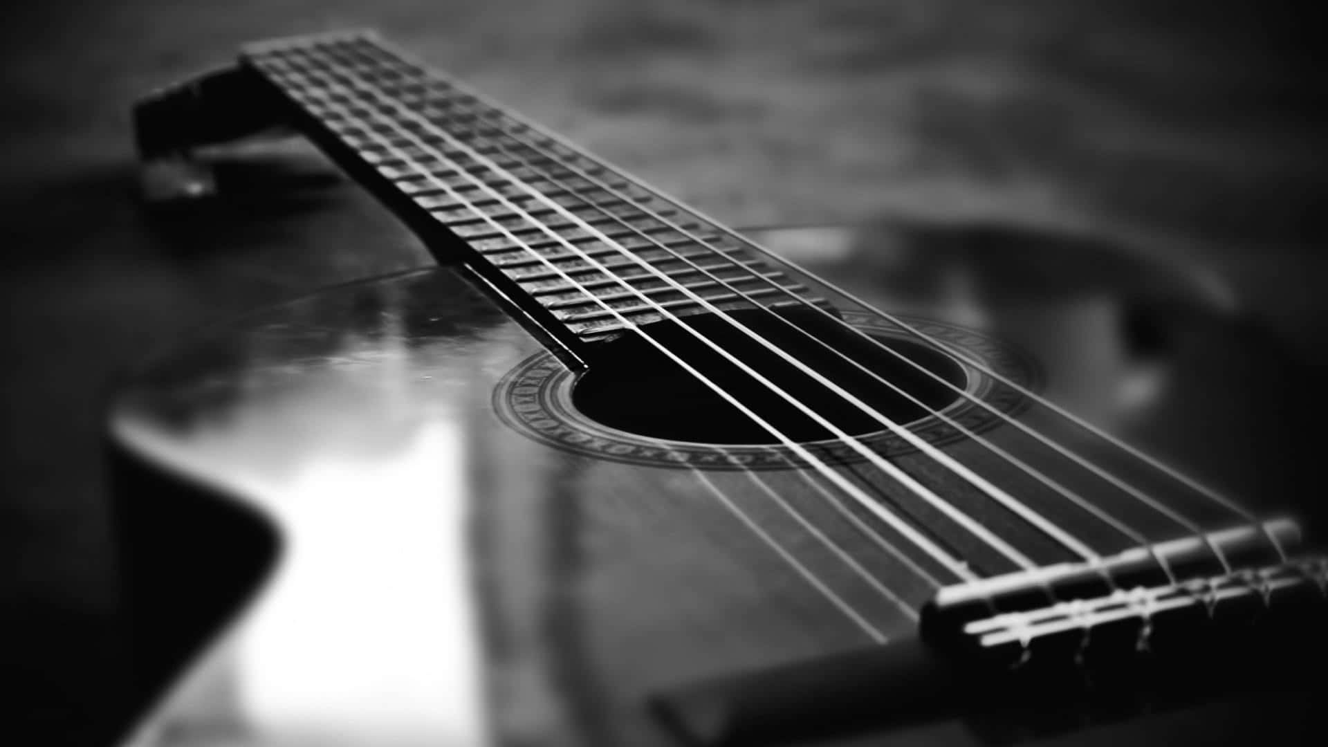 Blackand White Acoustic Guitar Background