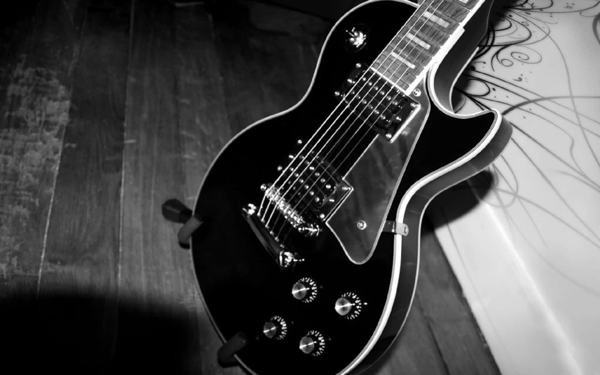 Blackand White Electric Guitar Background