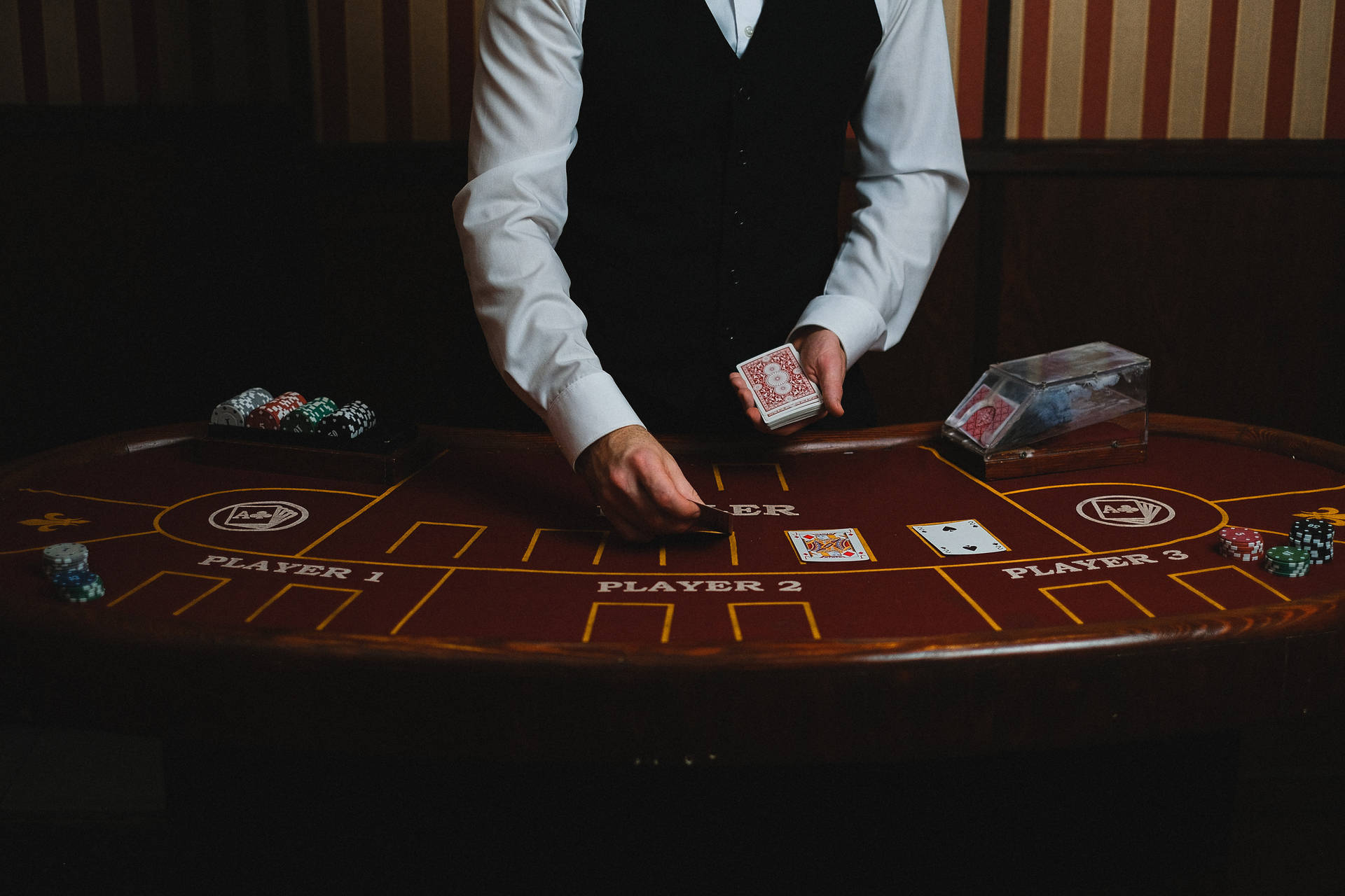 Blackjack Dealer Handling Cards