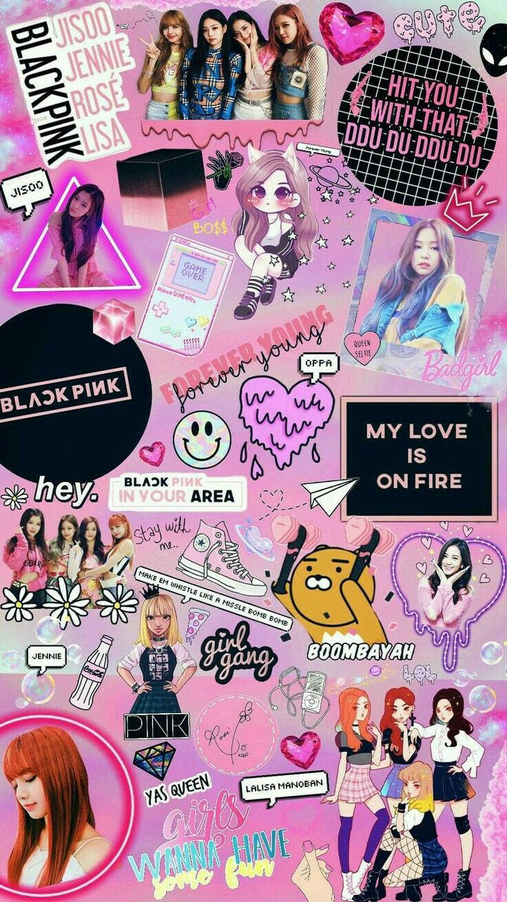 Blackpink Anime And Icons Collage Background