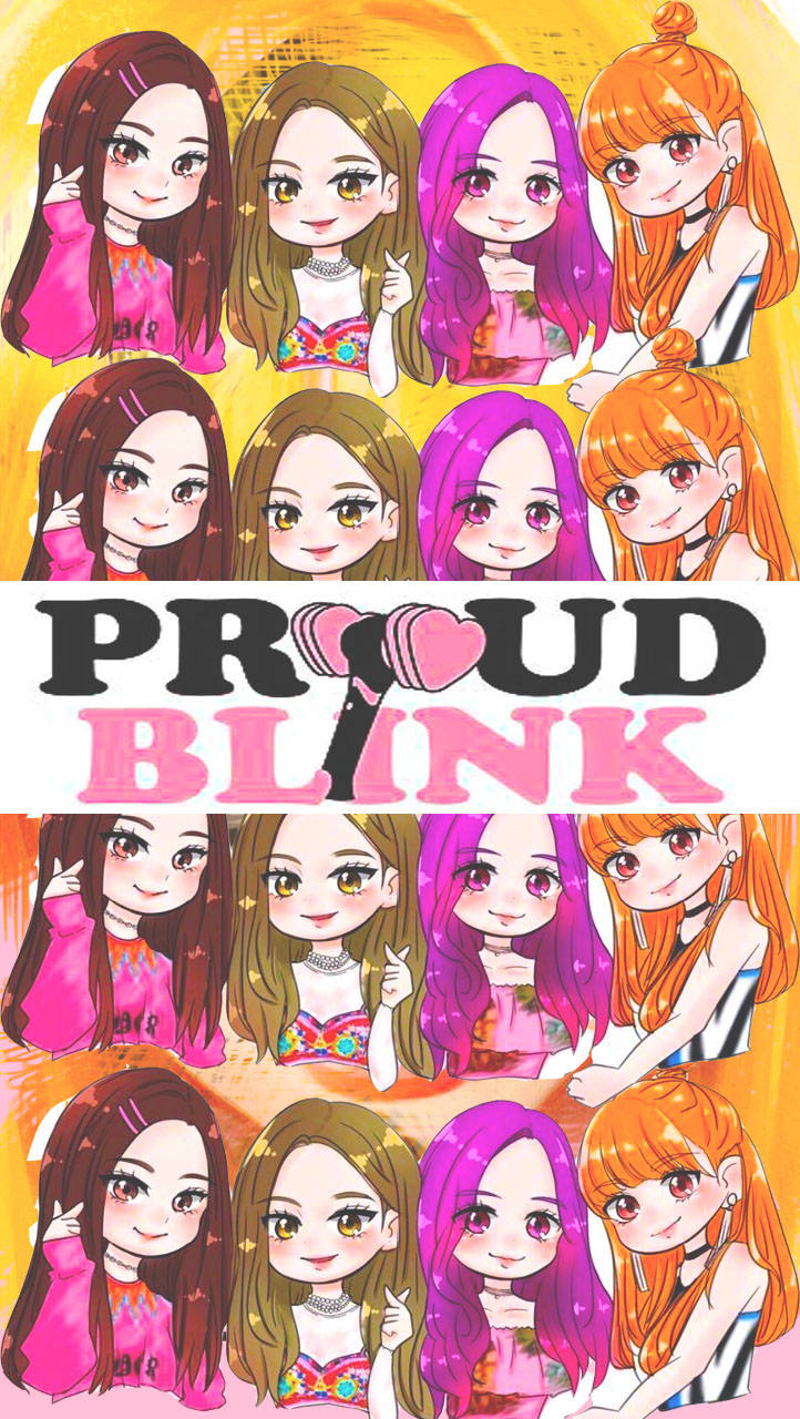 Blackpink Anime Pattern With Quote Background