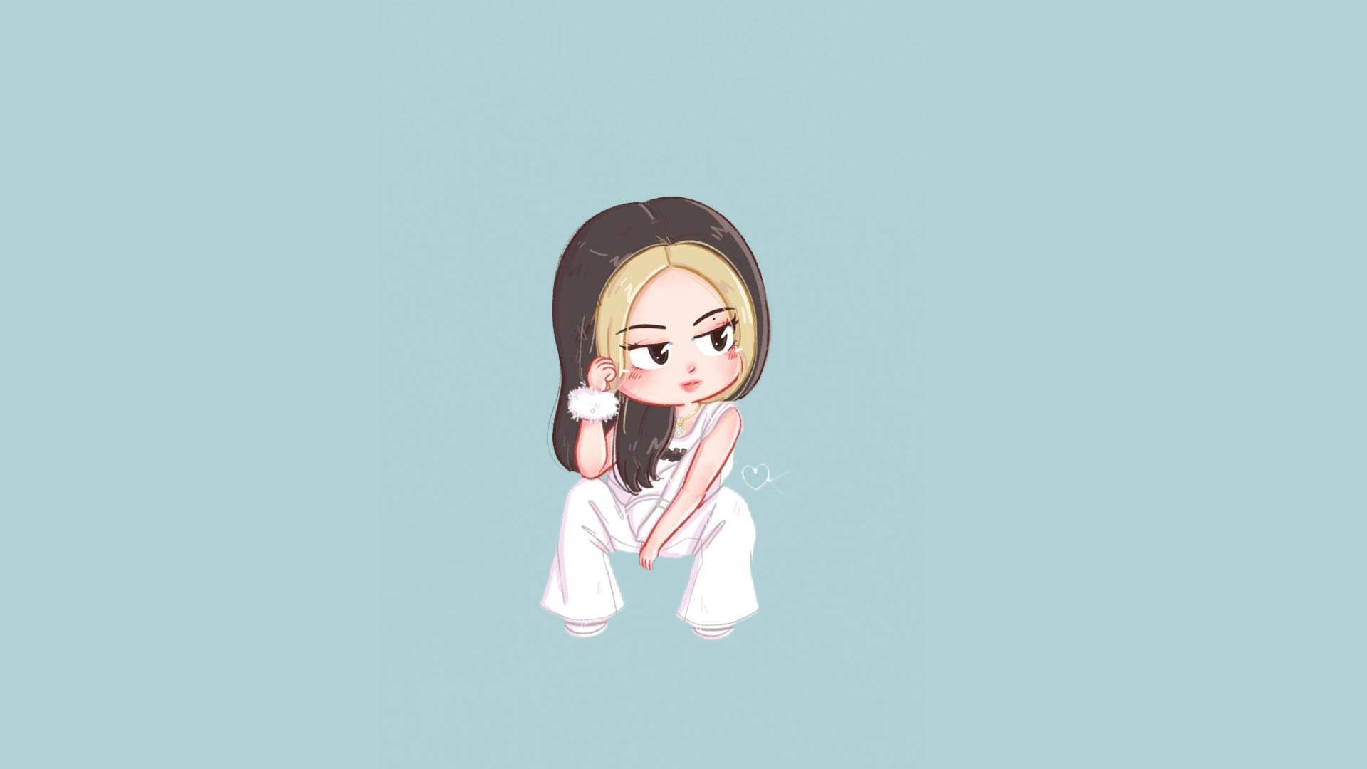 Blackpink Anime Style With All-white Jennie Background