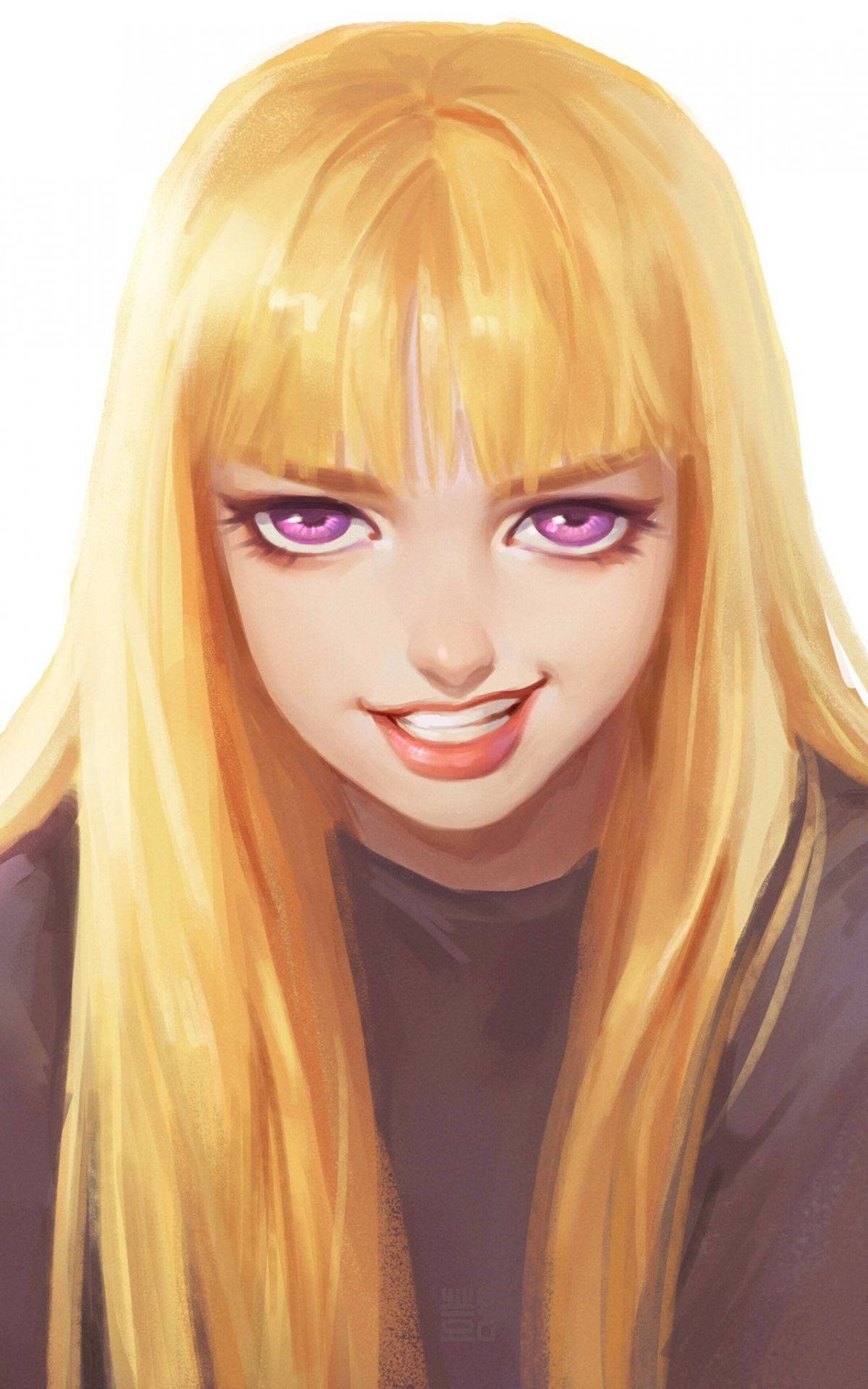 Blackpink Anime Version Of Lisa Smirking Background