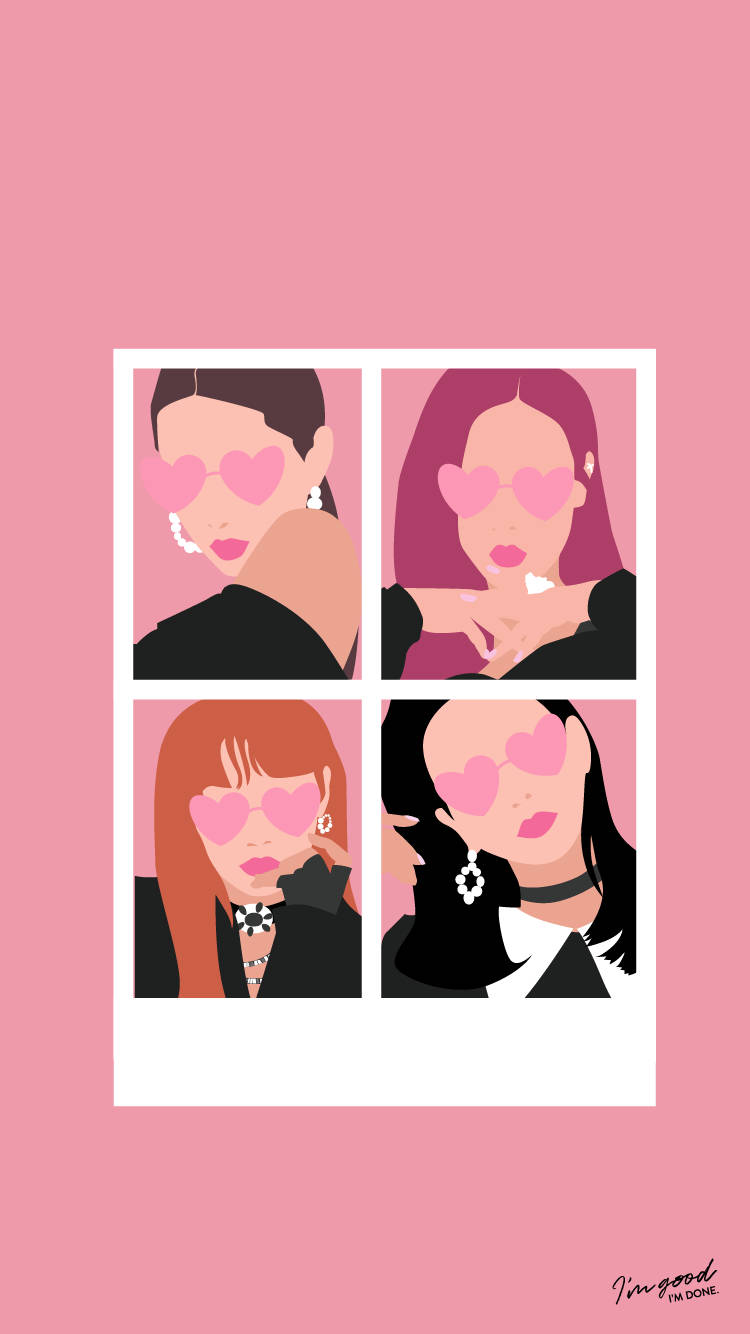Blackpink Anime Version With Sunglasses Background