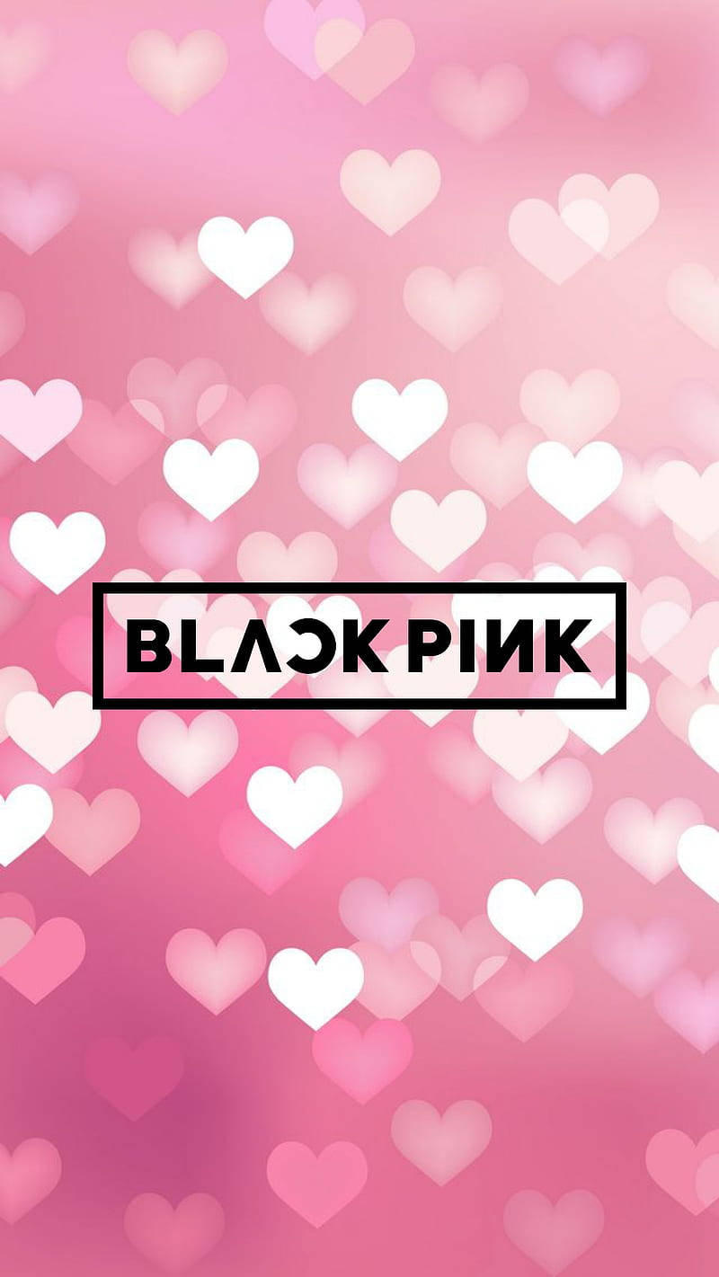 Blackpink Logo Over Pink Bokeh Hearts Background