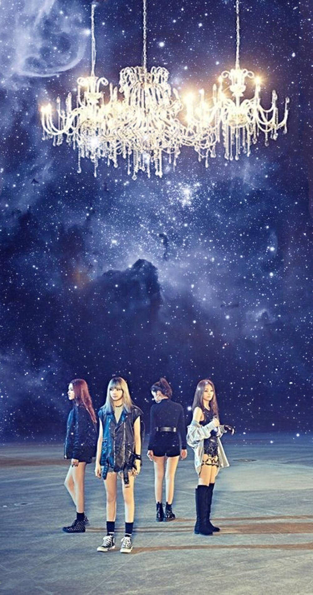 Blackpink's Whistle And Chandelier Shine In The Galaxy Background