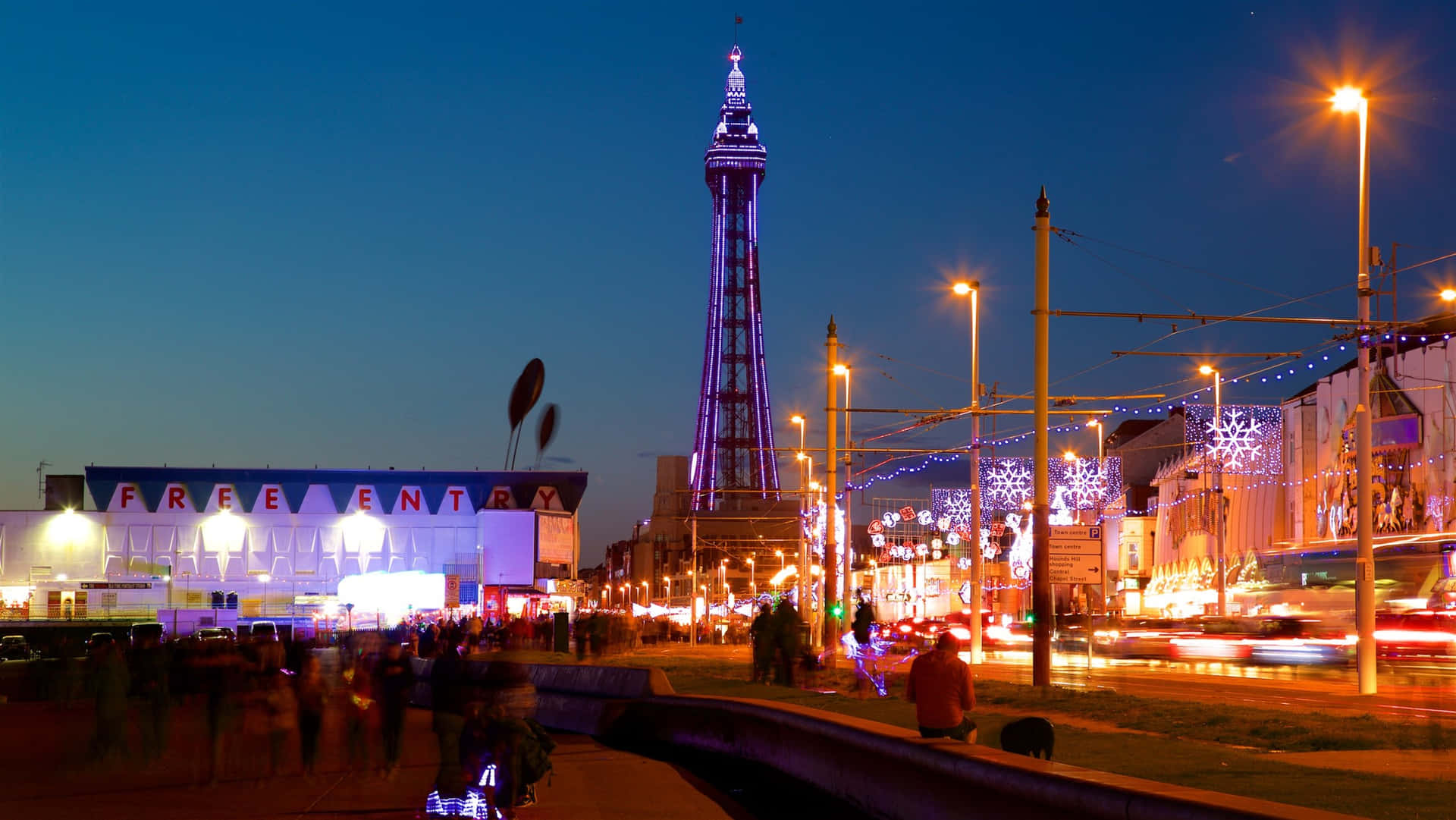 Blackpool Tower And City Lights At Night Desktop Background