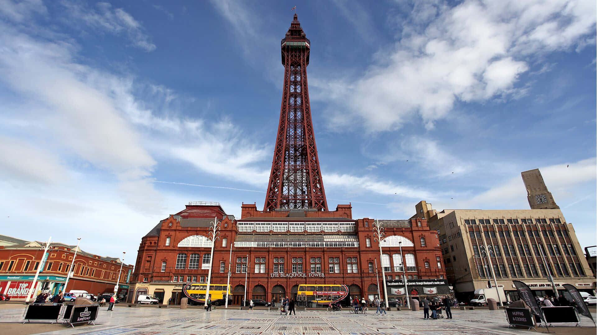 Blackpool Tower Beneath Cloudy Sky Desktop Background