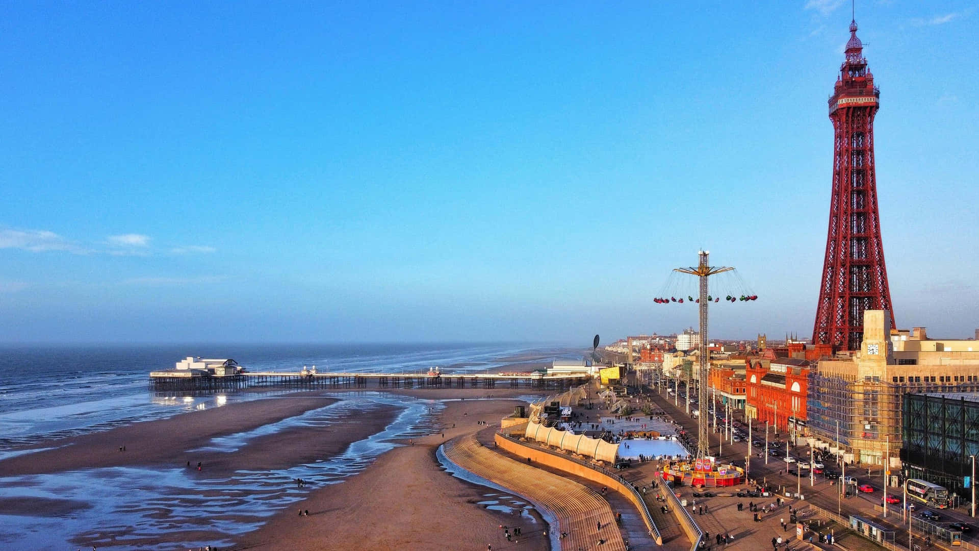 Blackpool Tower Beneath The Blue Sky Background