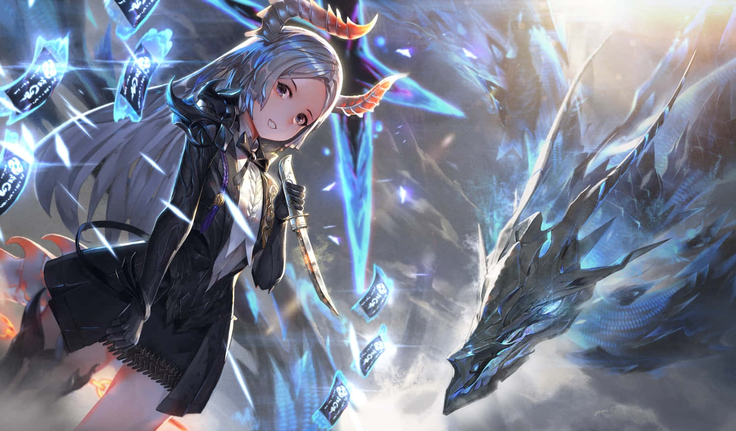 Blade And Soul Anime Cute Horned Girl Background