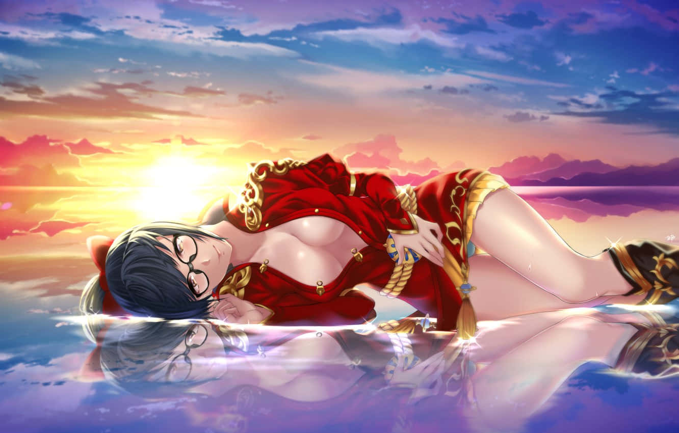 Blade And Soul Anime Lying On Water Background