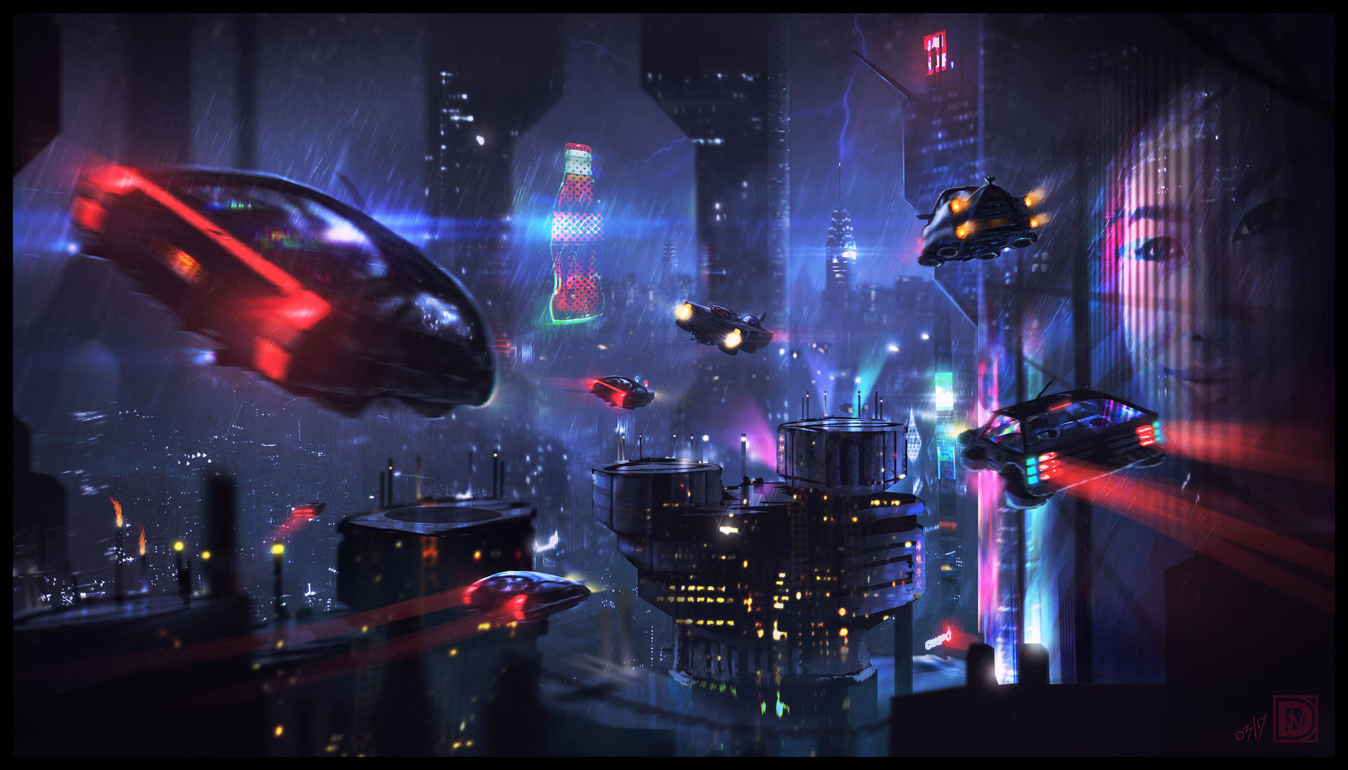 Blade Runner Cyberpunk Neon City Background