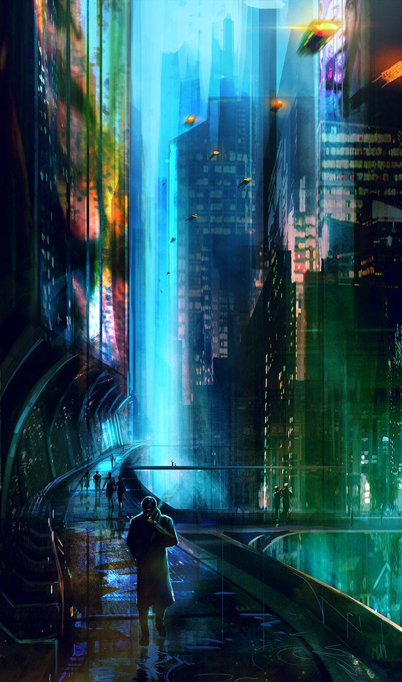 Blade Runner Futuristic City Digital Art Background