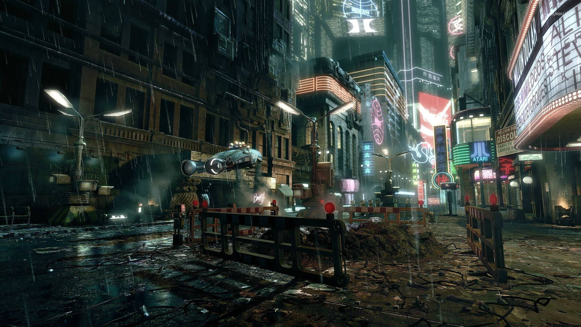 Blade Runner Futuristic Dark Chaotic City Background