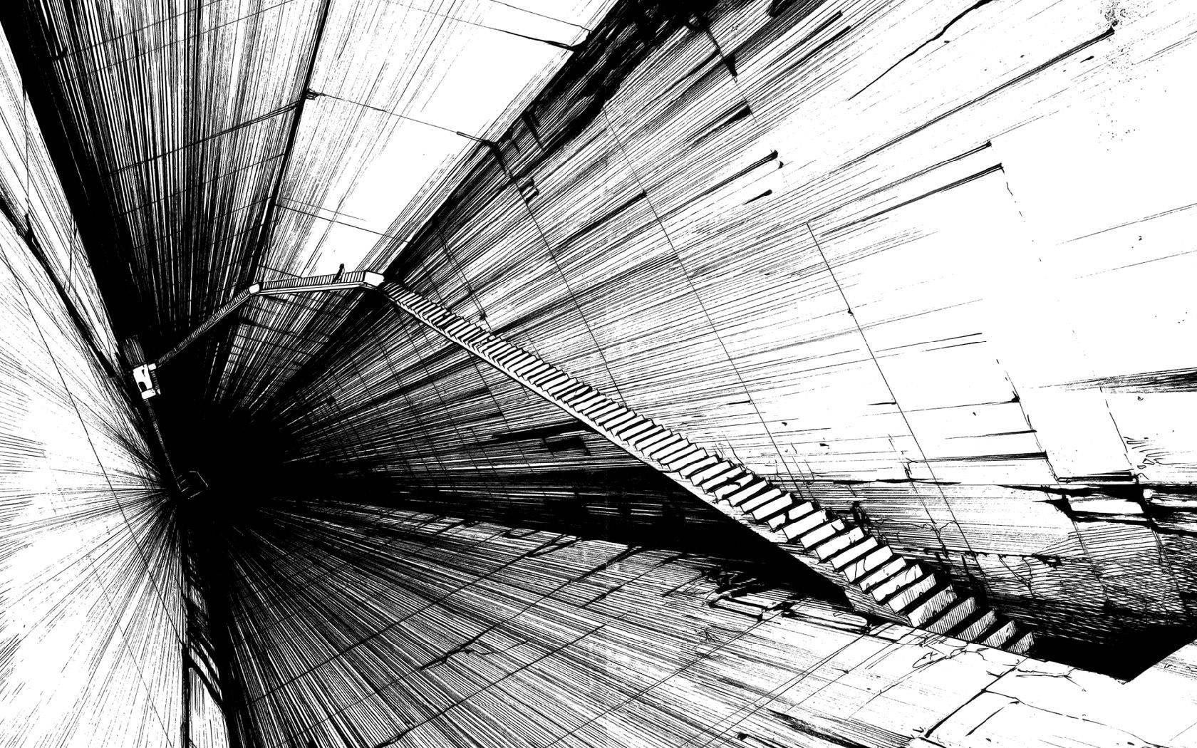 Blank And White Comic Art Staircase