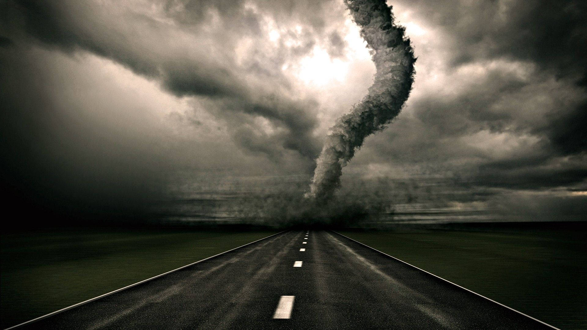 Blank And White Tornado On Road Background