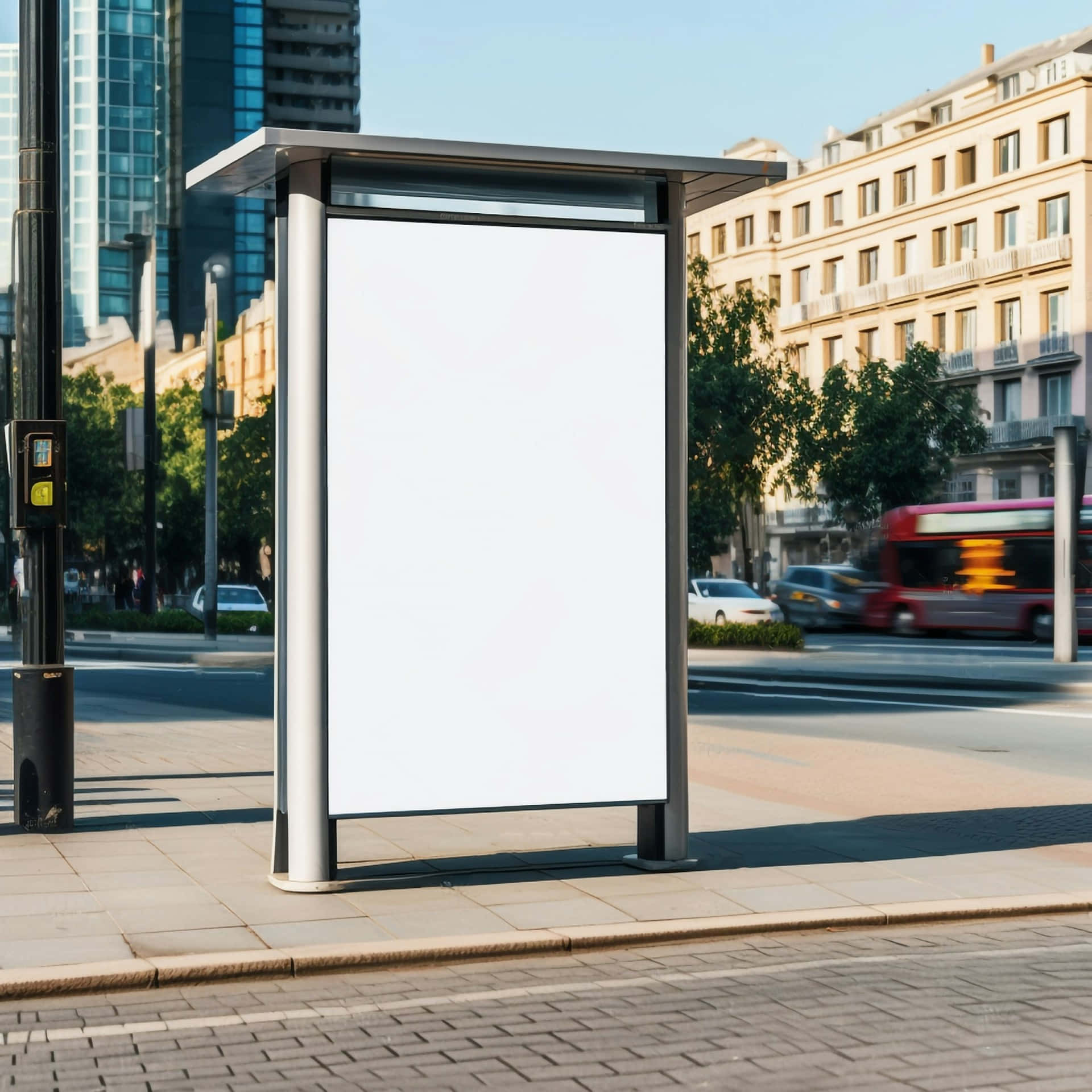 Blank Bus Stop Billboard Mockup Background