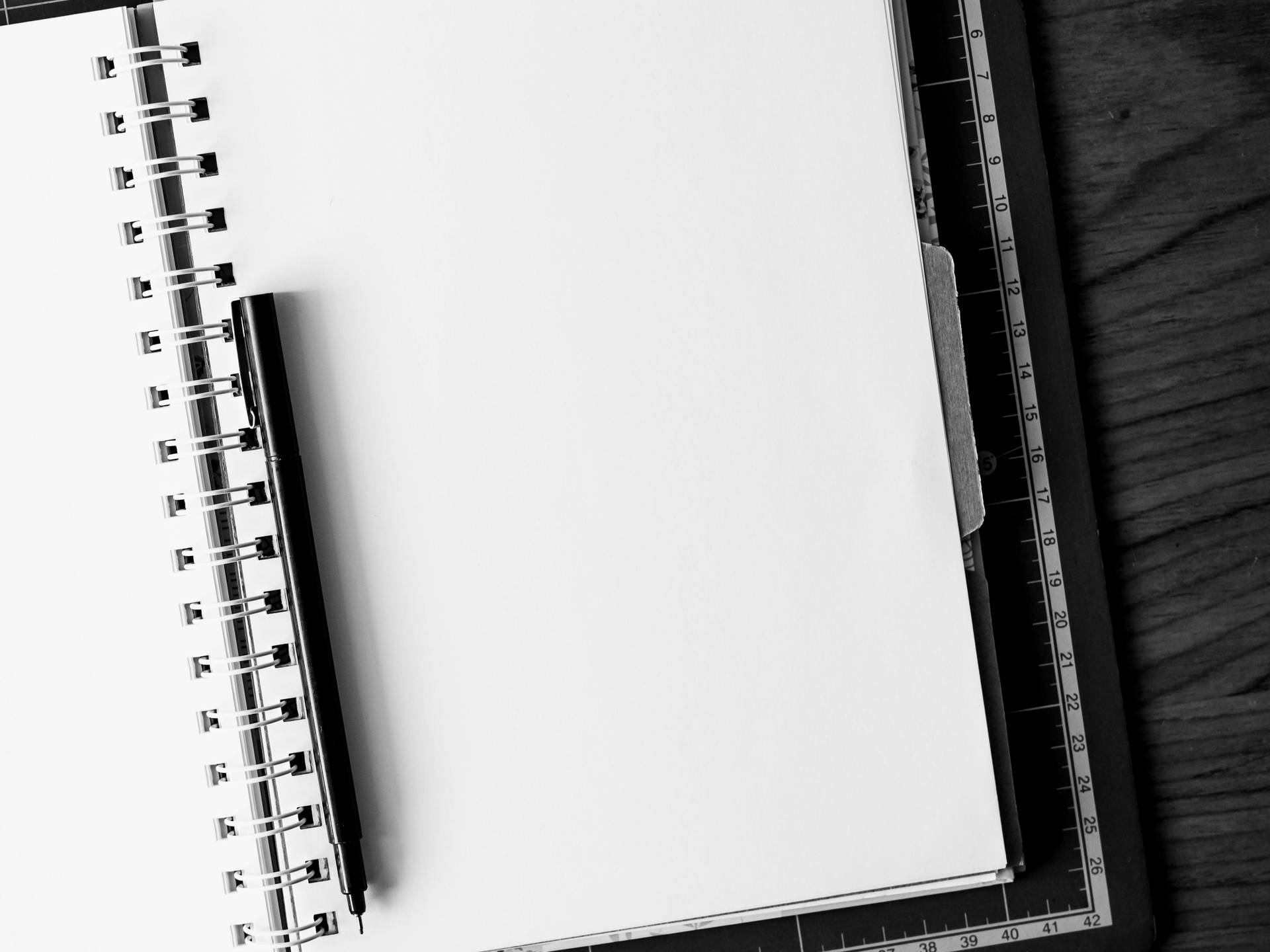 Blank White Notebook Page And Pen Background