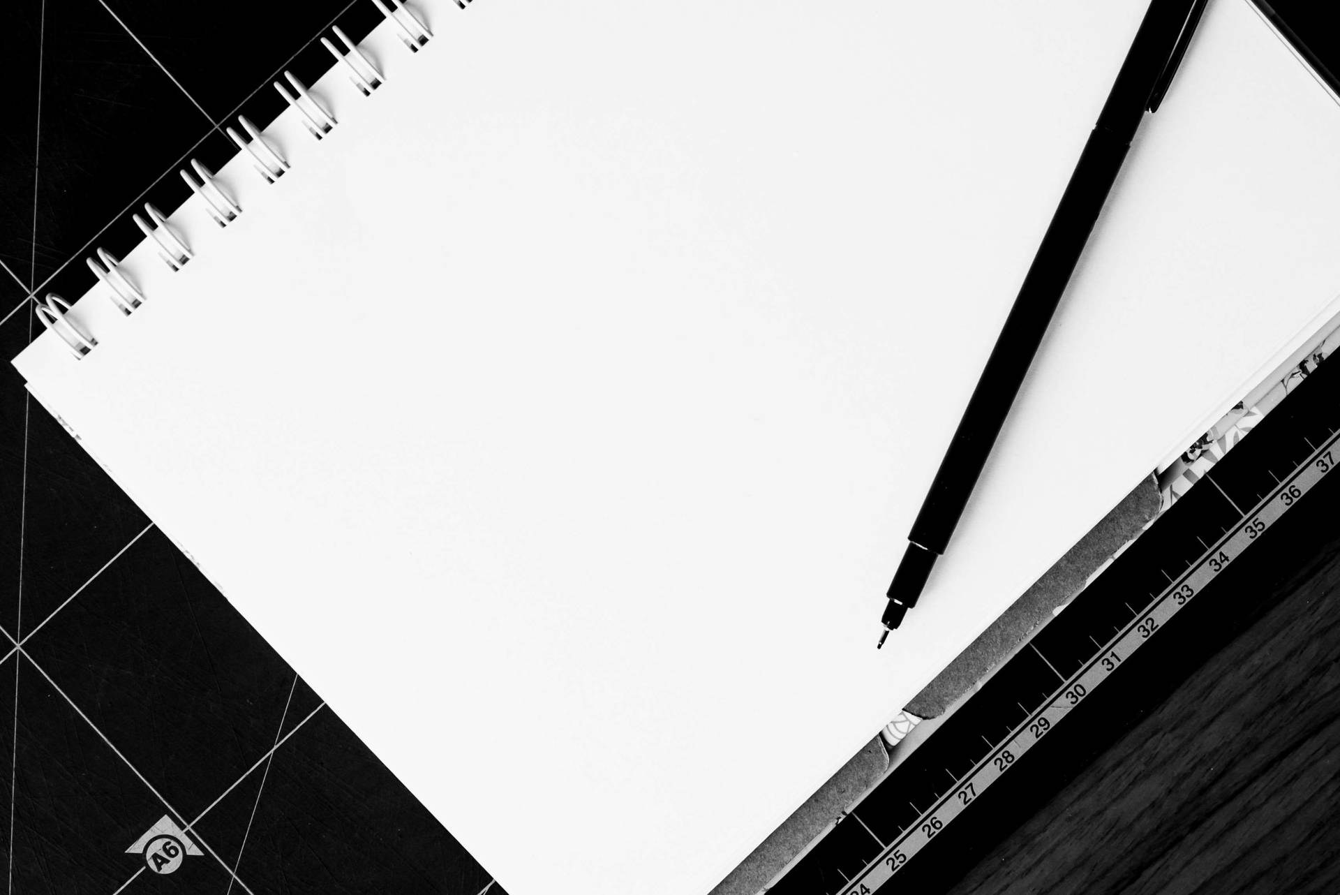 Blank White Notepad With Pen Background