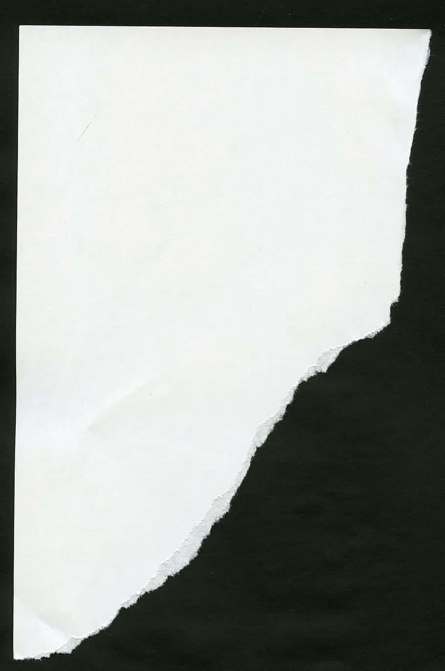 Blank White Torn Paper Black Background Background