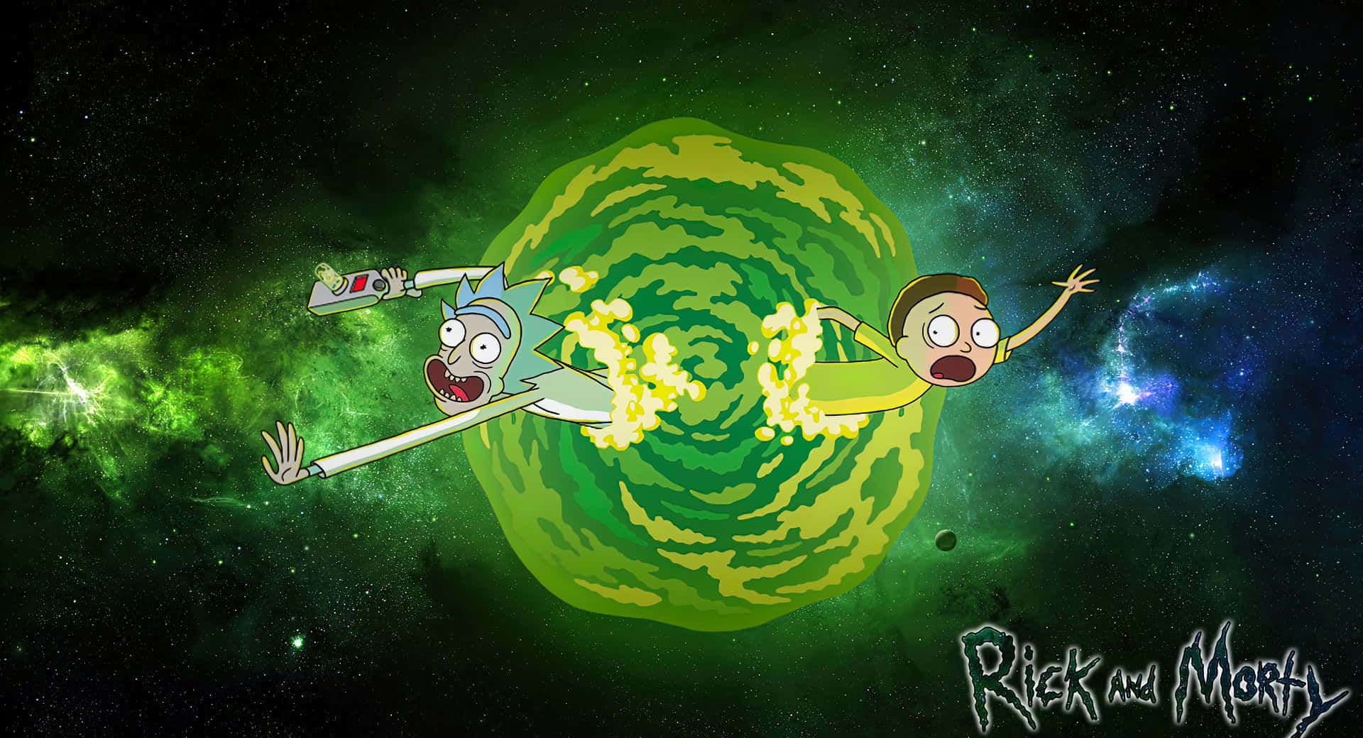 Blast Off Into The Interplanetary World Of Rick And Morty With This Uniquely Designed Laptop! Background