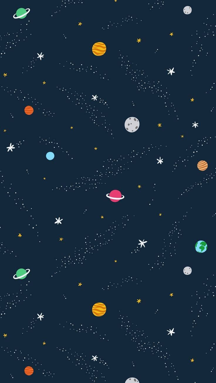 Blast Off To A Colorful Doodle Galaxy Background