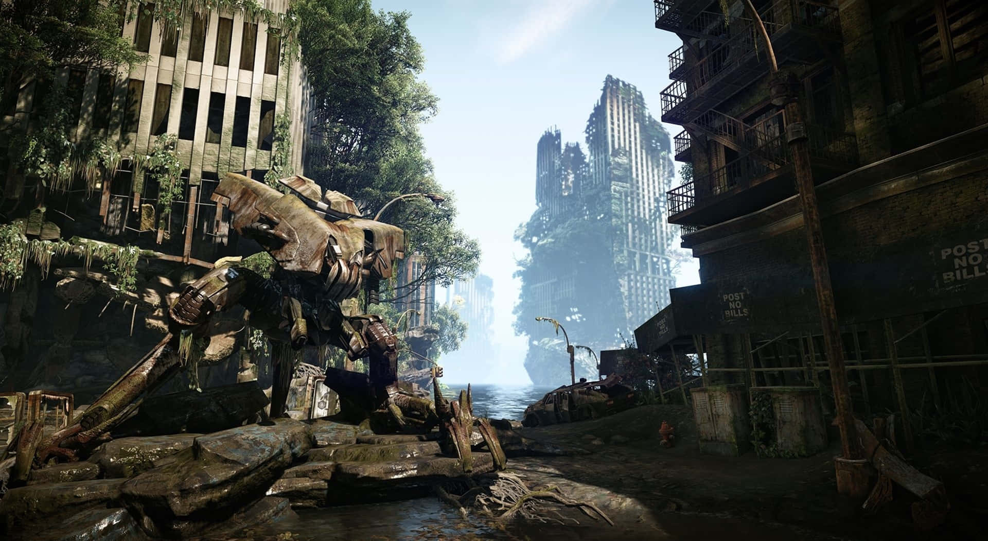Blast Your Way Through A Ruined City In Crysis Background