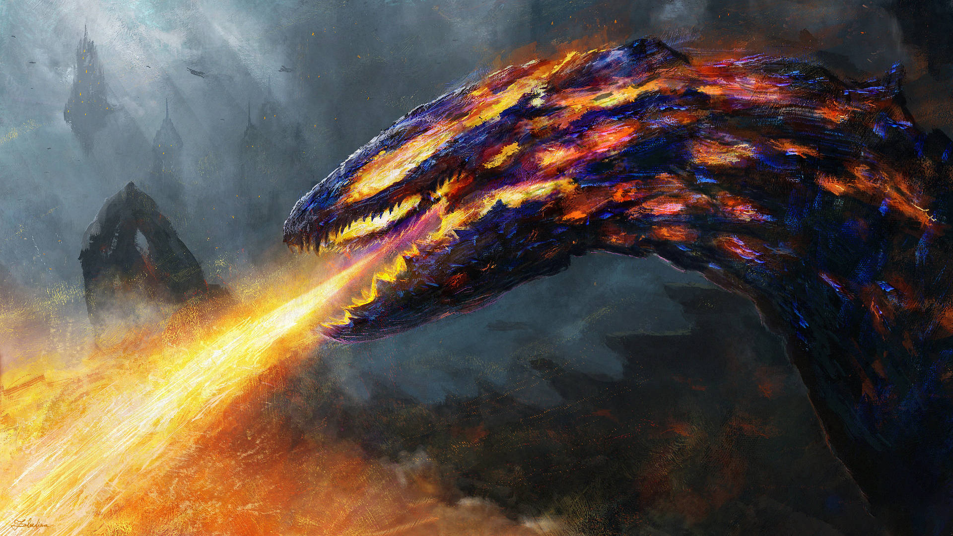 Blasting Hot Lava Dragon Background