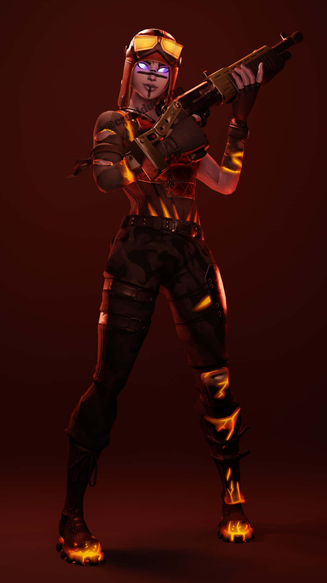 Blaze Fortnite Outfit Brandishing Her Gun Background