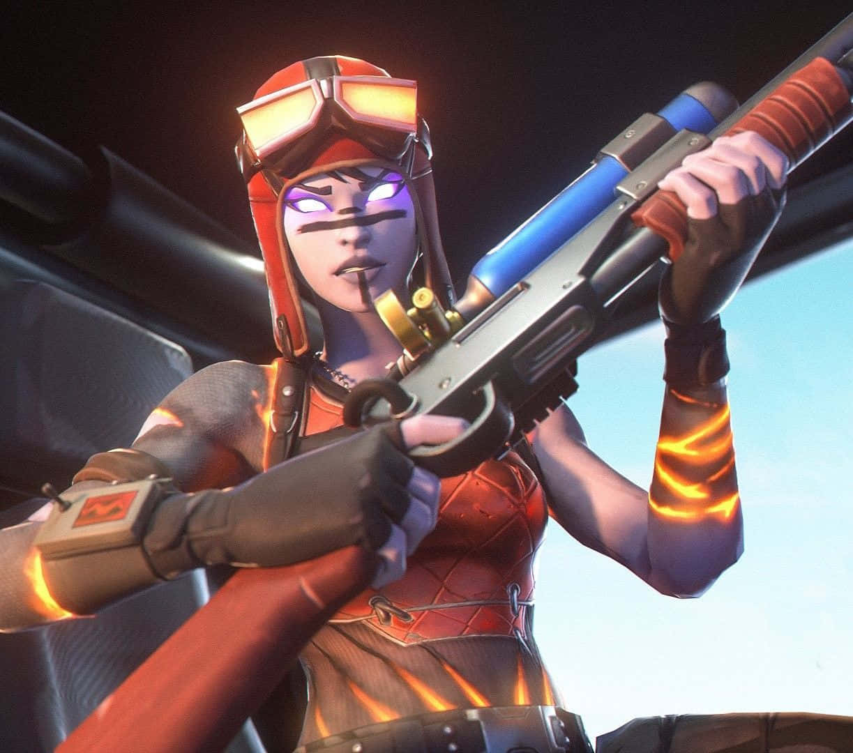 Blaze Fortnite Outfit Cocking Her Shotgun Background