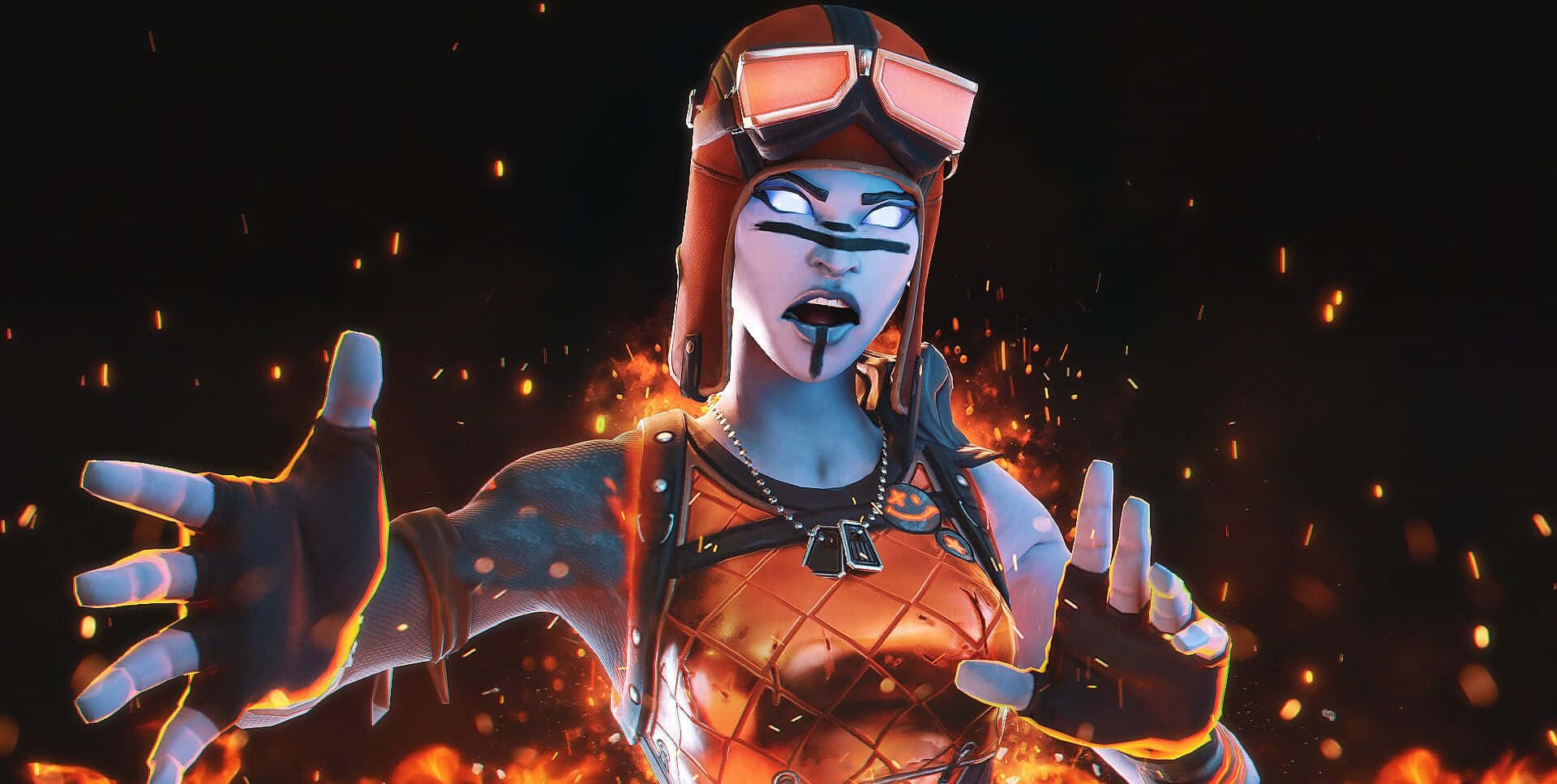 Blaze Fortnite Outfit Surrounded By Embers Background