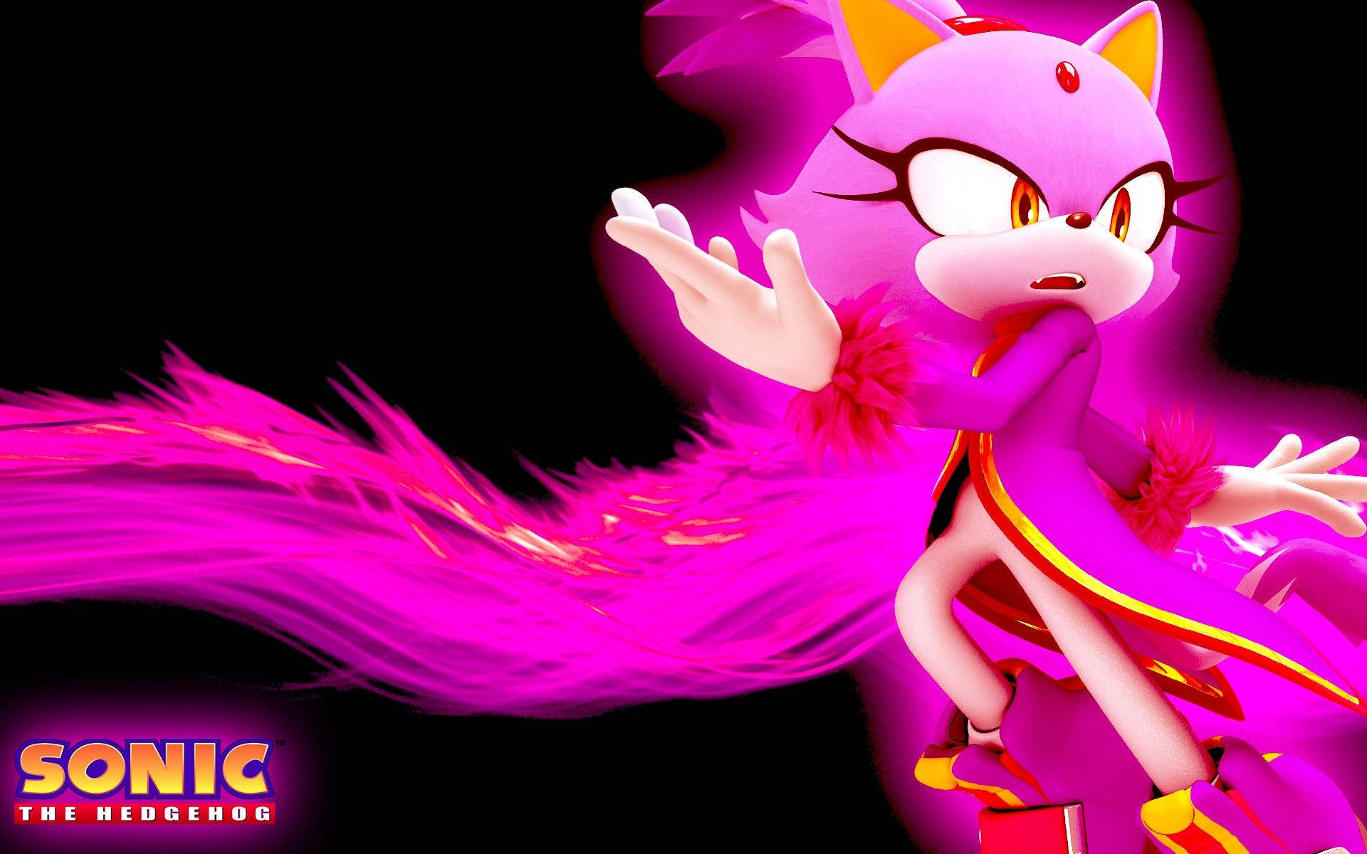Blaze The Cat Glowing Pink Background
