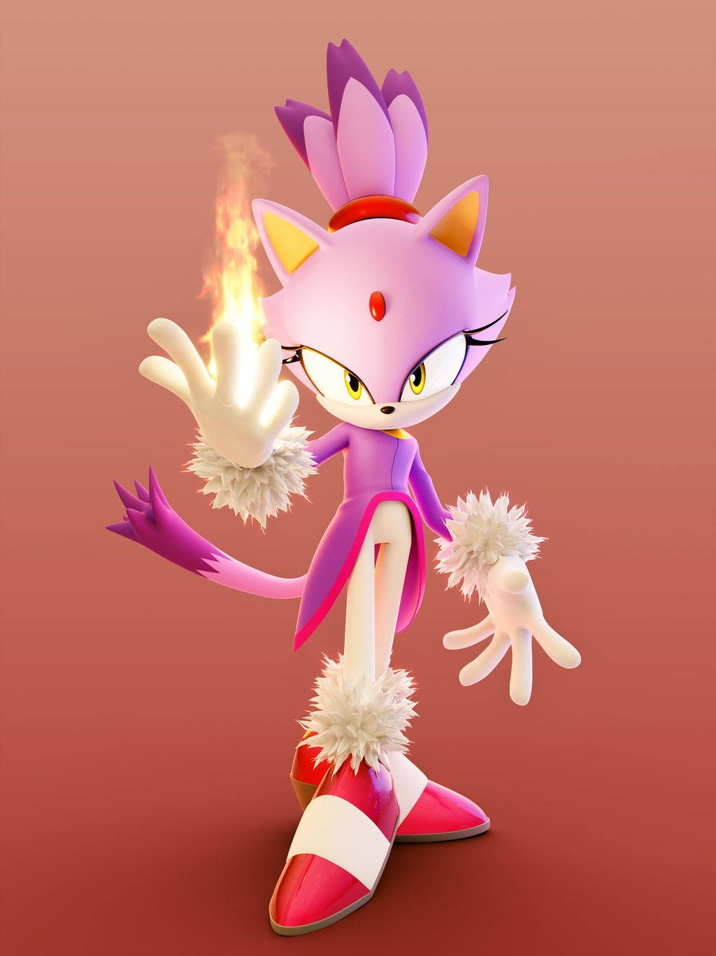Blaze The Cat With Fire Background
