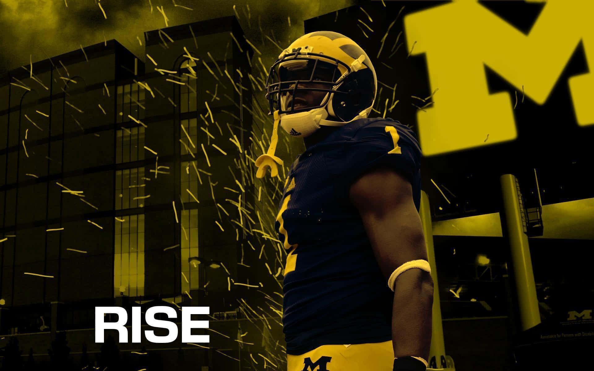 Blazin' The Field With Michigan Football Background