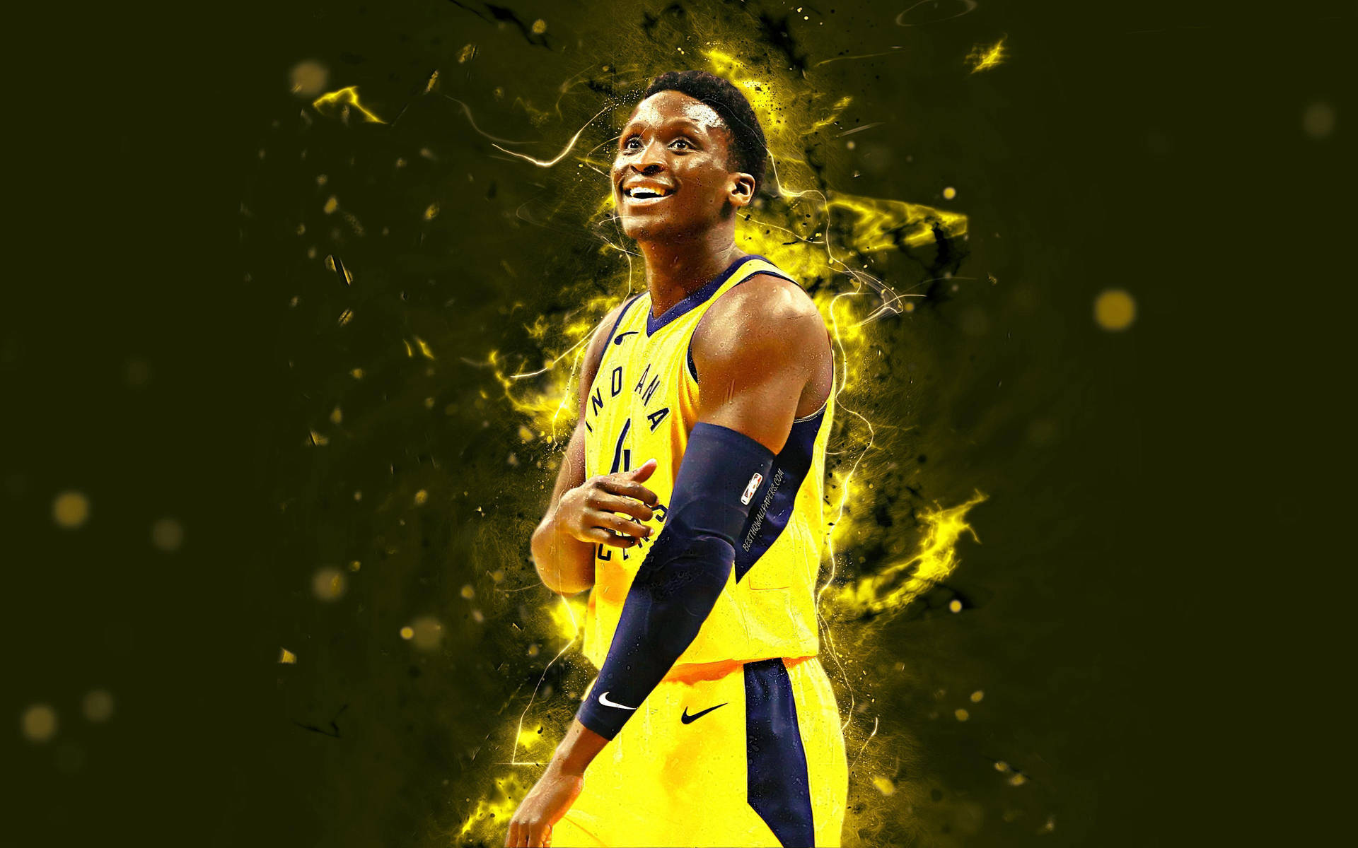 Blazing Digital Poster Of Victor Oladipo Background
