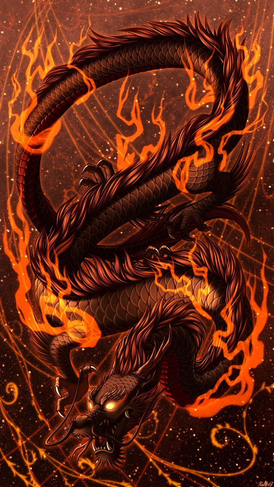 Blazing Fire Dragon Background
