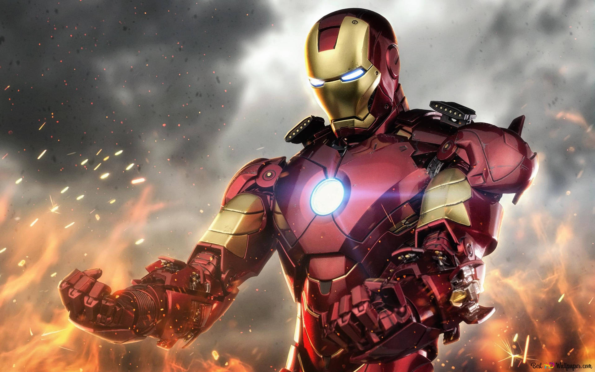 Blazing Flames Iron Man Superhero Background