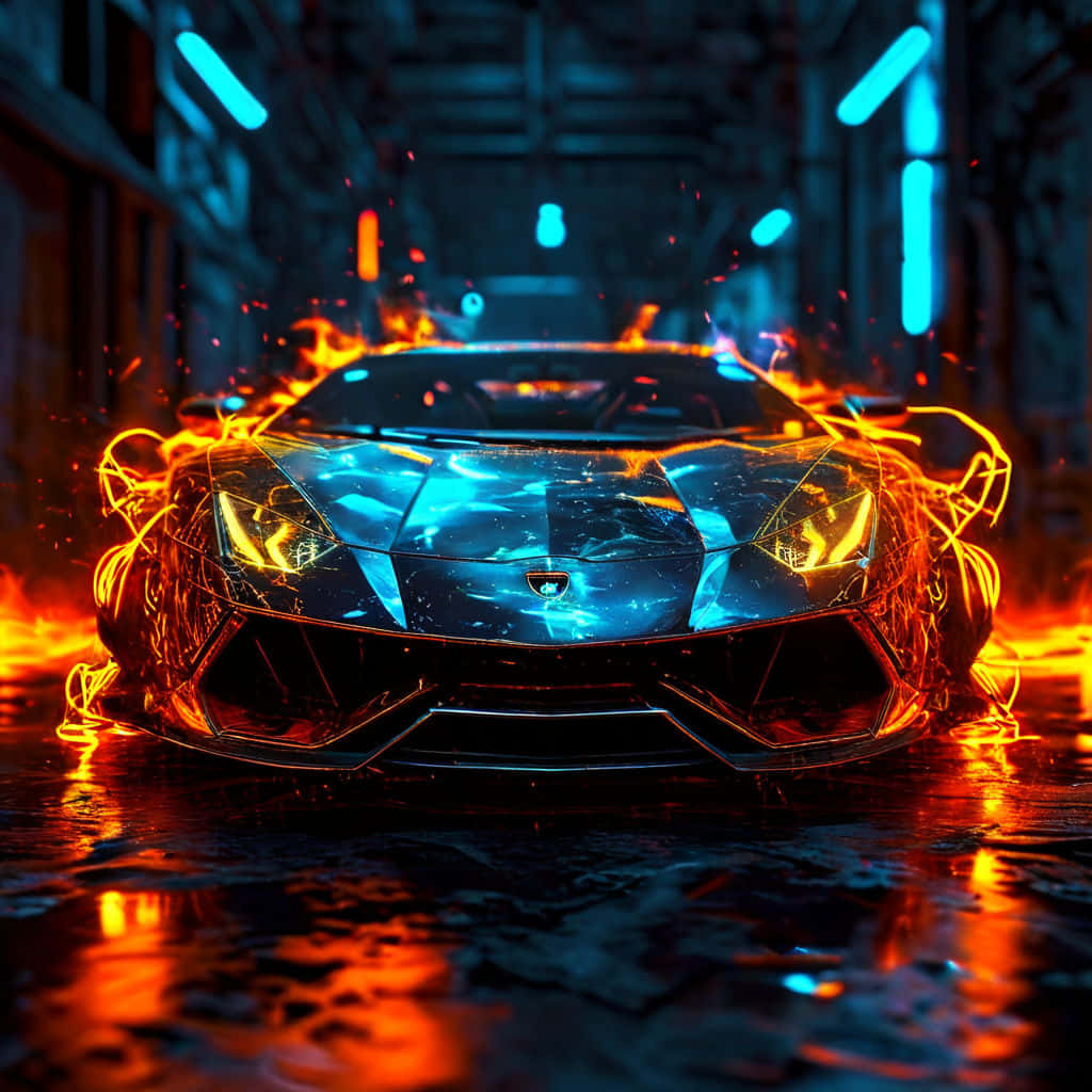 Blazing Lamborghini Aventador Artwork Background
