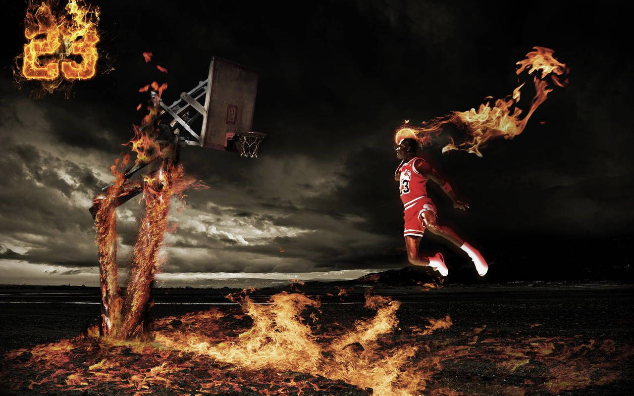 Blazing Michael Jordan Slam Dunk Background