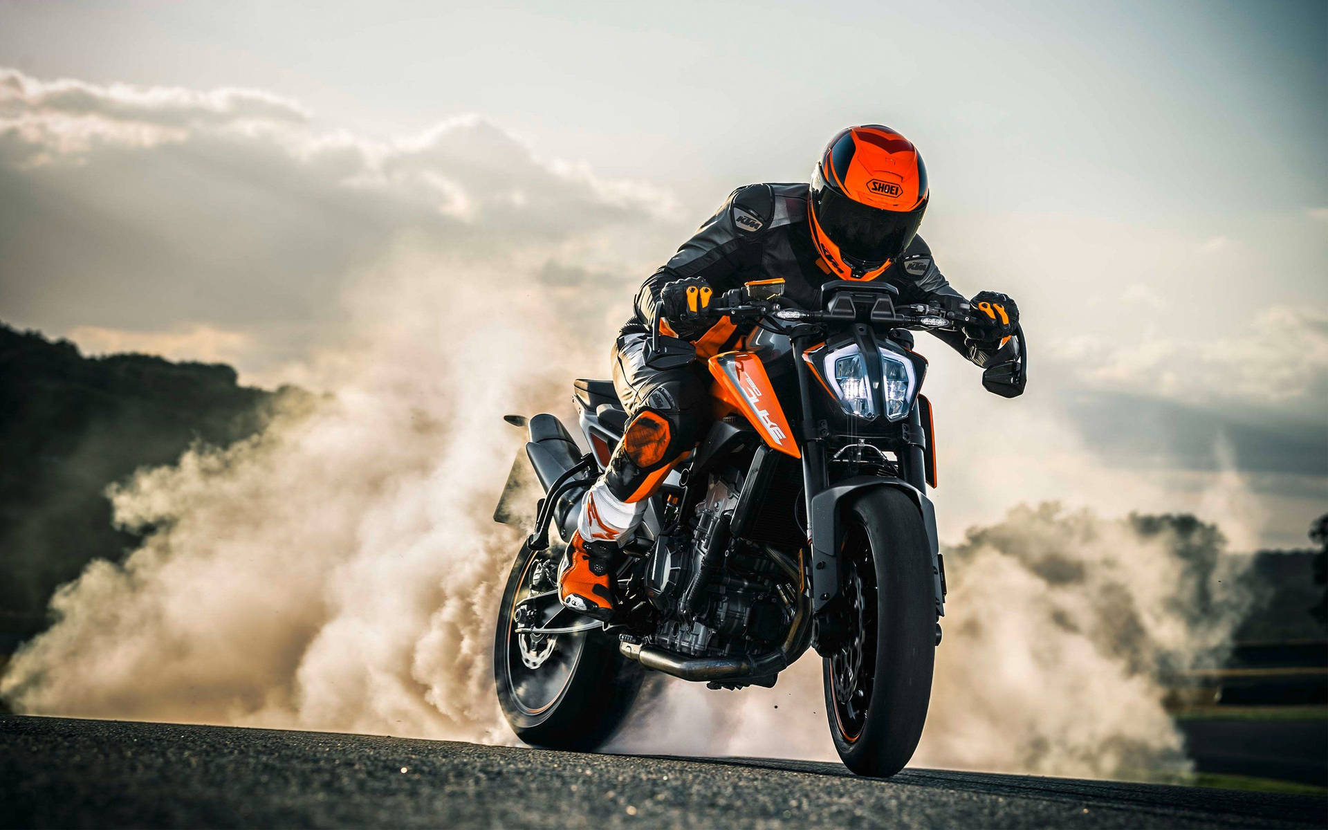 Blazing Orange Motorcycle Background