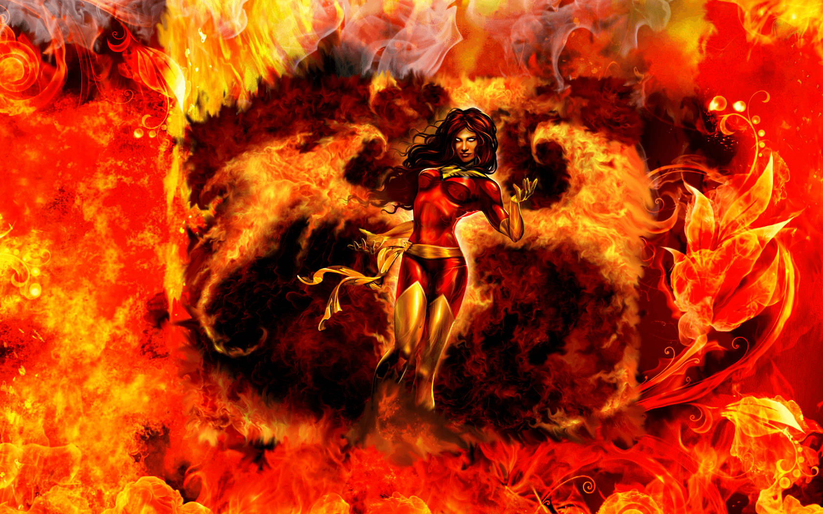 Blazing Phoenix Superhero Background